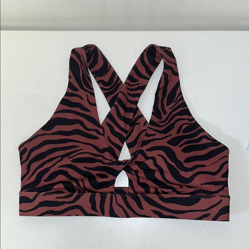 Fabletics Oasis Twist zebra print sports bra